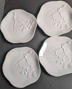 West Elm Scalloped Raised Olive Branch Dessert Plates. Set of 4 - Picture 1 of 5