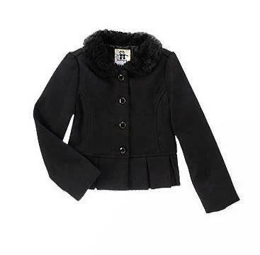 Gymboree $59 CITY KITTY Negro Imitación Piel Plisado Vestido Abrigo Chaqueta Mediano 7/8 Nuevo con Etiquetas Foto 1 de 2