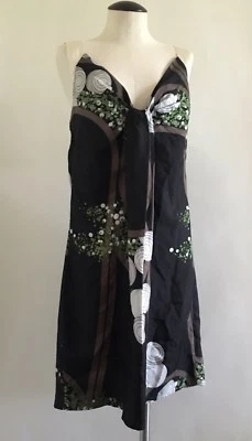 HYPE Anthropology 黑色丝绸花卉印花连衣裙 6 — 第 1/4 张图片