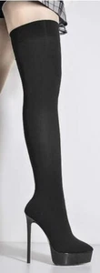 Stretchy Thigh-High Pointed Toe Platform Stocking Boots EU40/41 UK7/7.5 - Picture 1 of 15