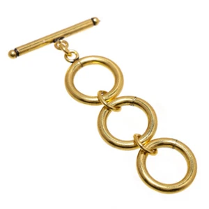 2 Sets 37X20MM Solid Copper Extender Toggle Clasp 3 Rounds Oxidized Gold Plated - Picture 1 of 1
