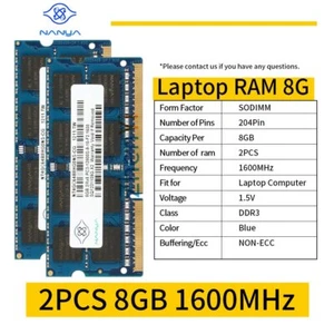16GB Kit 2x8GB 4GB 2G PC3-12800S DDR3 1600MHz 204Pin Laptop Memory RAM NANYA LOT - Picture 1 of 11
