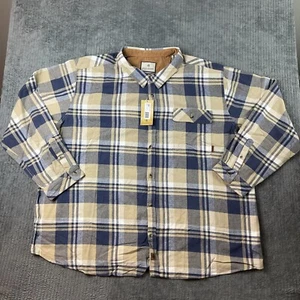Legendary Whitetails Shirt Mens 5XL Blue Tan Plaid Buck Camp Flannel Button Up - Picture 1 of 13