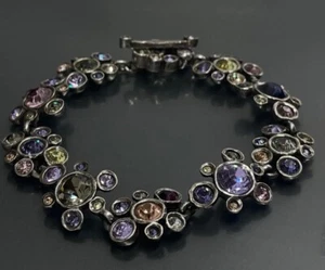 Patricia Locke USA Women’s Bracelet Silver Plated Multicolor Crystals 7.5” 2010 - Picture 1 of 9