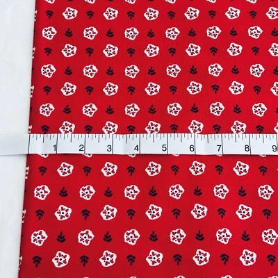 Floral Fabric Red Black HeeHaw Poppy Floral Print COTTON Quilting Cotton BTY - Image 1 of 3