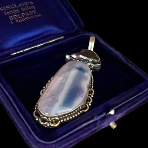 Antik Vintage Deko Stil Sterling Silber Achat Perlenkette Anhänger 20,7 g - Bild 1 von 3