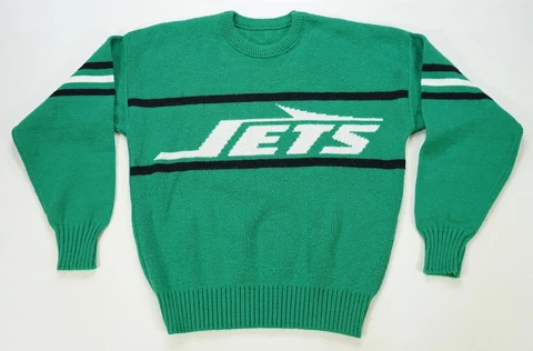Rare Vintage CLIFF ENGLE New York Jets NFL Football Knit Crewneck Sweater 80s Cover