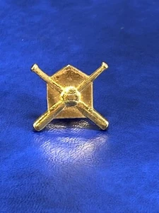 Crossed Baseball Bats Ball & Home Plate Letterman Tack Pin Gold Tone Metal - Picture 1 of 5