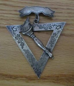 Antique Fraternal Badge Knights of Pythias Pin w/ Torch S.S. Davis Lodge 1874 - Picture 1 of 3