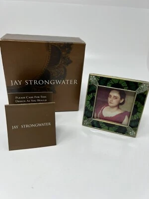 New Jay Strongwater Green Picture Frame "Leland" Jungle Collection 3x3 Swarovski - Image 1 of 4