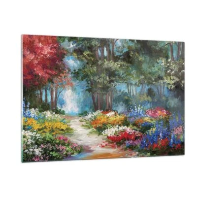 Wandbilder 120x80cm Glasbild Impressionismus Natur Wald XXL Bilder Art Wanddeko - Bild 1 von 4