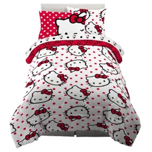 NIB Hello Kitty 5 Piece Reversible Bed Set Twin Comforter & Sheets USA Seller - Picture 1 of 4