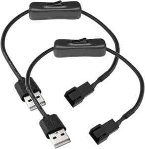 2 Pack USB to 3-Pin / 4-Pin PWM 5V USB Sleeved Fan Power Adapter Cable E1145T - Picture 1 of 8