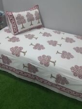 Indian Hand block Flower Printed Cotton Bed Coverlets Bedding Queen Size 60*90