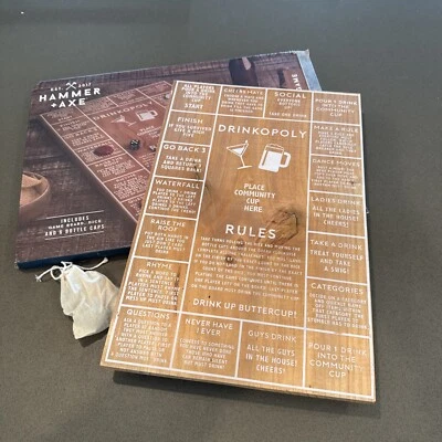 Drinkopoly Gioco da Tavolo - Fun is Always Brewing Martello + Ascia Legno NUOVO Scatola Aperta - Immagine 1 di 4