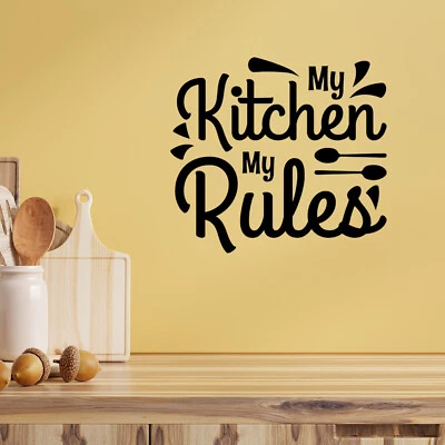 Wall Stickers My Kitchen My Rules Coffee Home Decals Kitchen quotes Art - Image 1 of 4