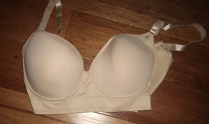 NEW Maureen Beige Underwire Soft Pad Deep Plunge Bra Size 38F NWOT FREE SHIPPING - Picture 1 of 4