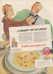 1945 Campbell's Beef Noodle Soup Bouquet For The Grocer Vintage Print Ad L31 - Picture 1 of 1