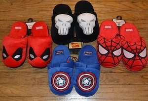 MARVEL COMICS PLUSH SLIPPERS Choice Punisher Captain America Deadpool Spiderman - Picture 1 of 14
