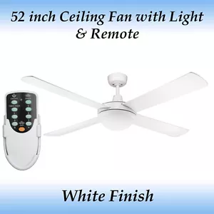 Fias Genesis 52 inch (1300mm) White Ceiling Fan with Light and Remote - Picture 1 of 4