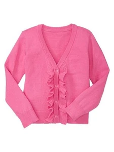 NUEVO CON ETIQUETAS Baby GAP Cárdigan con volantes Suéter 100% Algodón Knock Out Rosa 18-24 meses 2T - Imagen 1 de 1