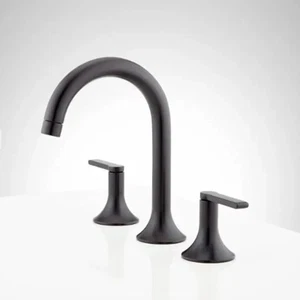 New Matte Black Lentz Widespread Bathroom Faucet with Lever Handles by - Picture 1 of 3