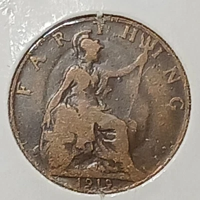 Moneda 1919 Farthing Reverse Ghosting Error Reino Unido Moneda Mundial Foto 1 de 4