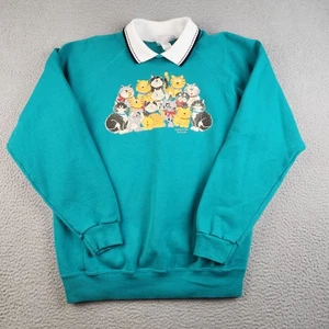 VTG Cats Collared Morning Sun Sweatshirt Womens Extra Large 90's Collared Granny - Picture 1 of 12