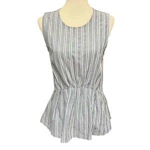 Crew gestreiftes Schößchen Tanktop grau weiß Baumwolle ärmellos Größe Small - Bild 1 von 14