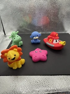 Toy Rubber Animal Lot of 5 Figures 3” Tall Bathtub Toys (1 Nuby) - Picture 1 of 7