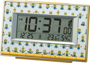 RHYTHM Minion alarm clock radio clock temperature humidity electronic so - Picture 1 of 8