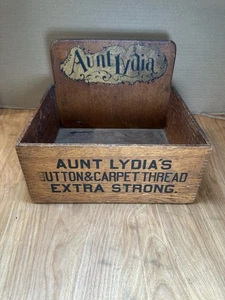 Antique Lydia's Button & Carpet Thread Spool Cabinet Wood Box Store Display - Picture 1 of 9