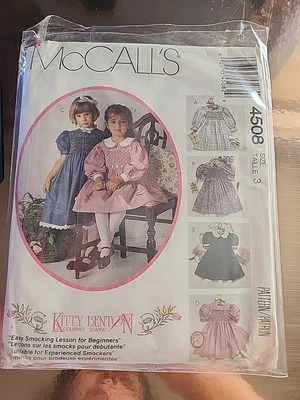 McCall's 4508 Pattern Children's Girl's Smocking Dress Transfer Pullover Sz 3  - Image 1 of 2