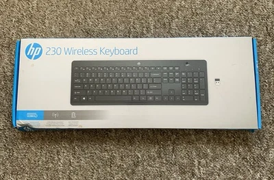 HP 230 Wireless Keyboard New Black Comfortable Sleek Chiclet Design - Image 1 of 3