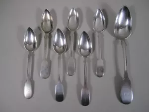 NIKOLAUS TRÜBNER HEIDELBERG 6 Kaffee-Löffel + 1 Speisel. 13 Lot Silber vor 1883 - Bild 1 von 12