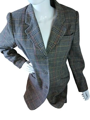 Blazer de colección, ciervo blanco para mujer 70 % mezcla de lana, talla 10, marrón a cuadros Foto 1 de 4