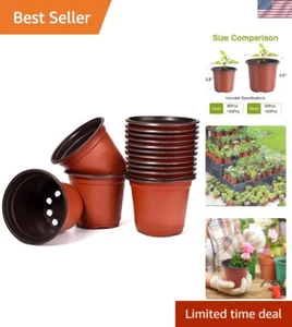 Red Round Plant Pots - 100 Reusable Nursery Pots for Indoor/Outdoor Gardening - Picture 1 of 9