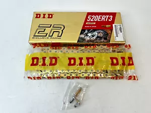 D.I.D 520ERT3 Series Motocross Chain 120 Links Gold w/ Clip Master Link - Picture 1 of 11