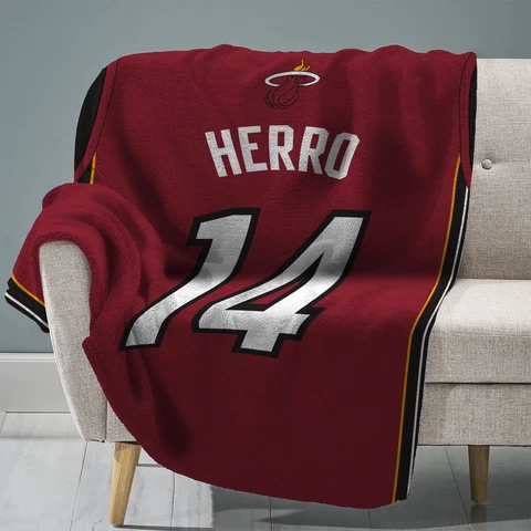 Sleep Squad Miami Heat Tyler Herro 60” x 80” Raschel Plush Jersey Blanket Cover