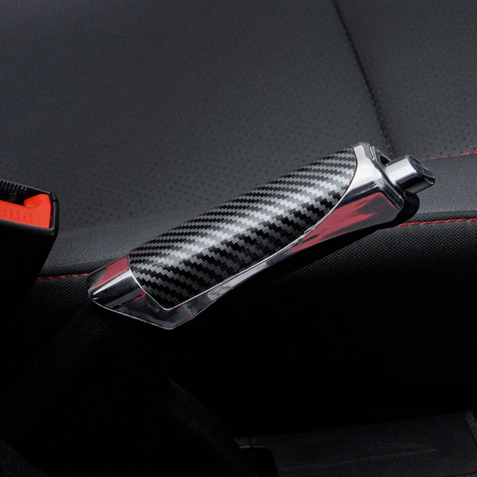 Accesorios de coche estilo fibra de carbono manija de freno de mano cubierta protectora contra rotura de mano Foto 1 de 4