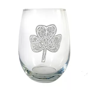 Irish Shamrock Clear Stemless Wine Glass - Free Personalized Engraving 18 oz - Bild 1 von 4