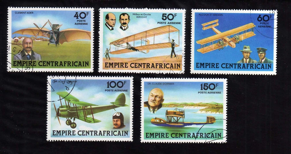 CENTRAL AFRICAN REPUBLIC -  sc #297-301   Old Airplanes - Image 1 of 1