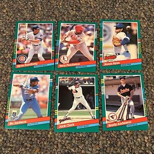 1991 Donruss Baseball 6 Card Lot Ryan Jackson Clark Pendleton Anderson Sandberg