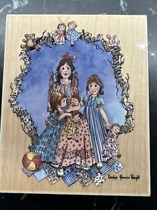Vintage rubber stamp mother and daughters  Brand Is Stamps Happens #a90138