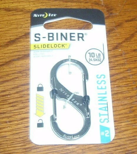 2-NiteIze S-Biner SlideLock #2 Acero Inoxidable Bloqueo Doble Puerta Mosquetón Clip Foto 1 de 1