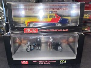 1:43 Ace DDA Mad Max Ford interceptor and Kawasaki Motorbikes with Figures