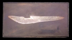 Antique Wood & Copper Printing Plate Block Press Native American Harpoon Head - Picture 1 of 3