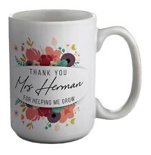 Spersonalizowane Thank You Help Me Grow Teacher Day White 15oz Large Mug Cup Gift