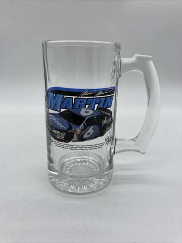 VINTAGE NASCAR Mark Martin #6 Phzer Embossed Glass Beer Mug Cover