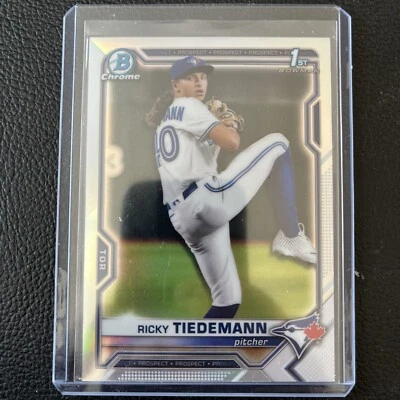 2021 Bowman Draft Chrome 1st Ricky Tiedemann #BDC-89 Toronto Blue Jays Rookie RC - Image 1 of 2